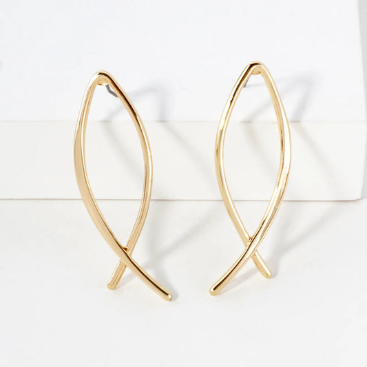 Fish-Inspired Polished Metal Earrings