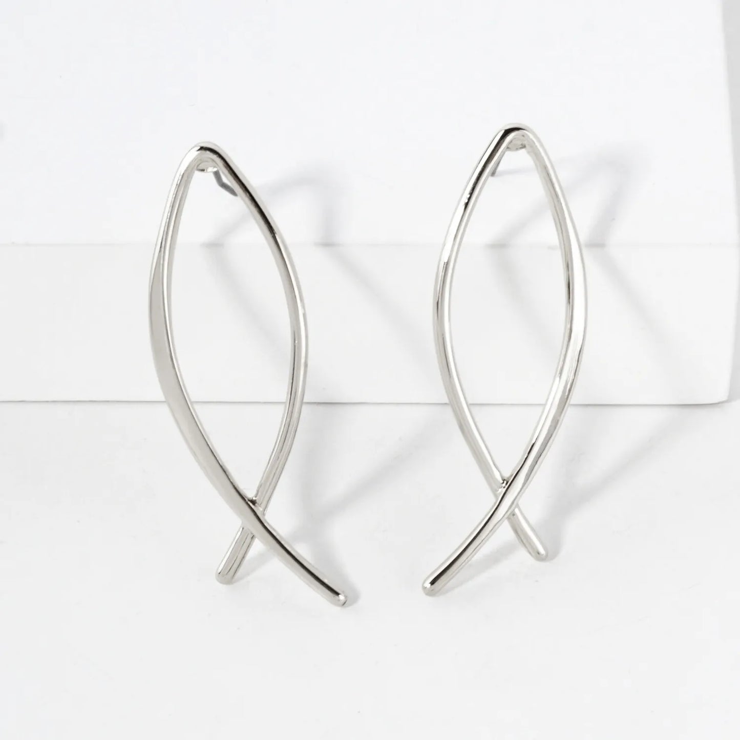 Fish-Inspired Polished Metal Earrings