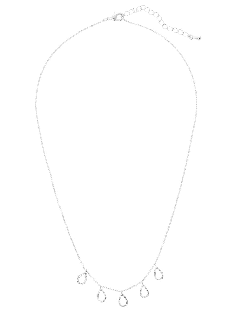Five Hammered-Texture Cutout Teardrop Charms 18K-Gold-Dipped Necklace
