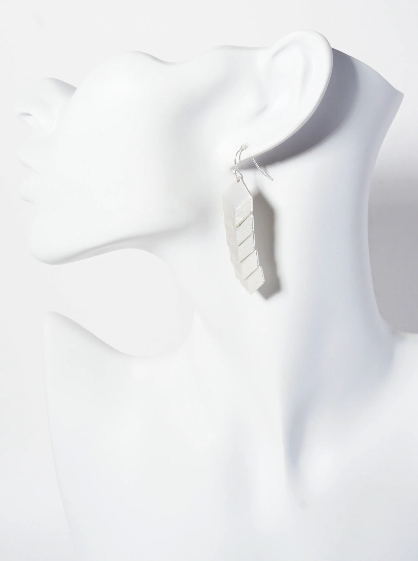 Five-Layer Brushed Hexagon Geometric Dangle Earrings