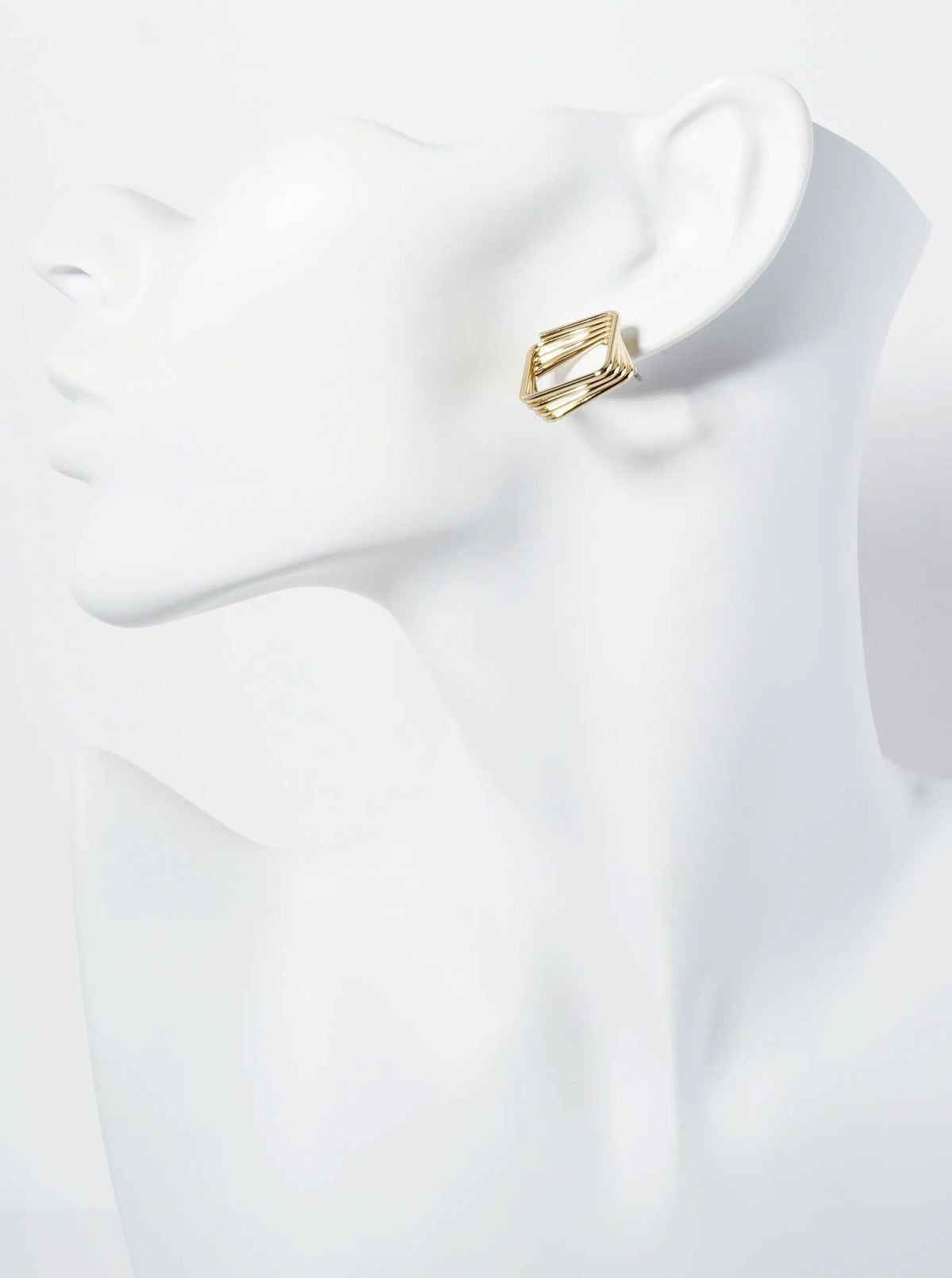 Five Overlapping 14K-Gold-Dipped Squares 3D Post Earrings