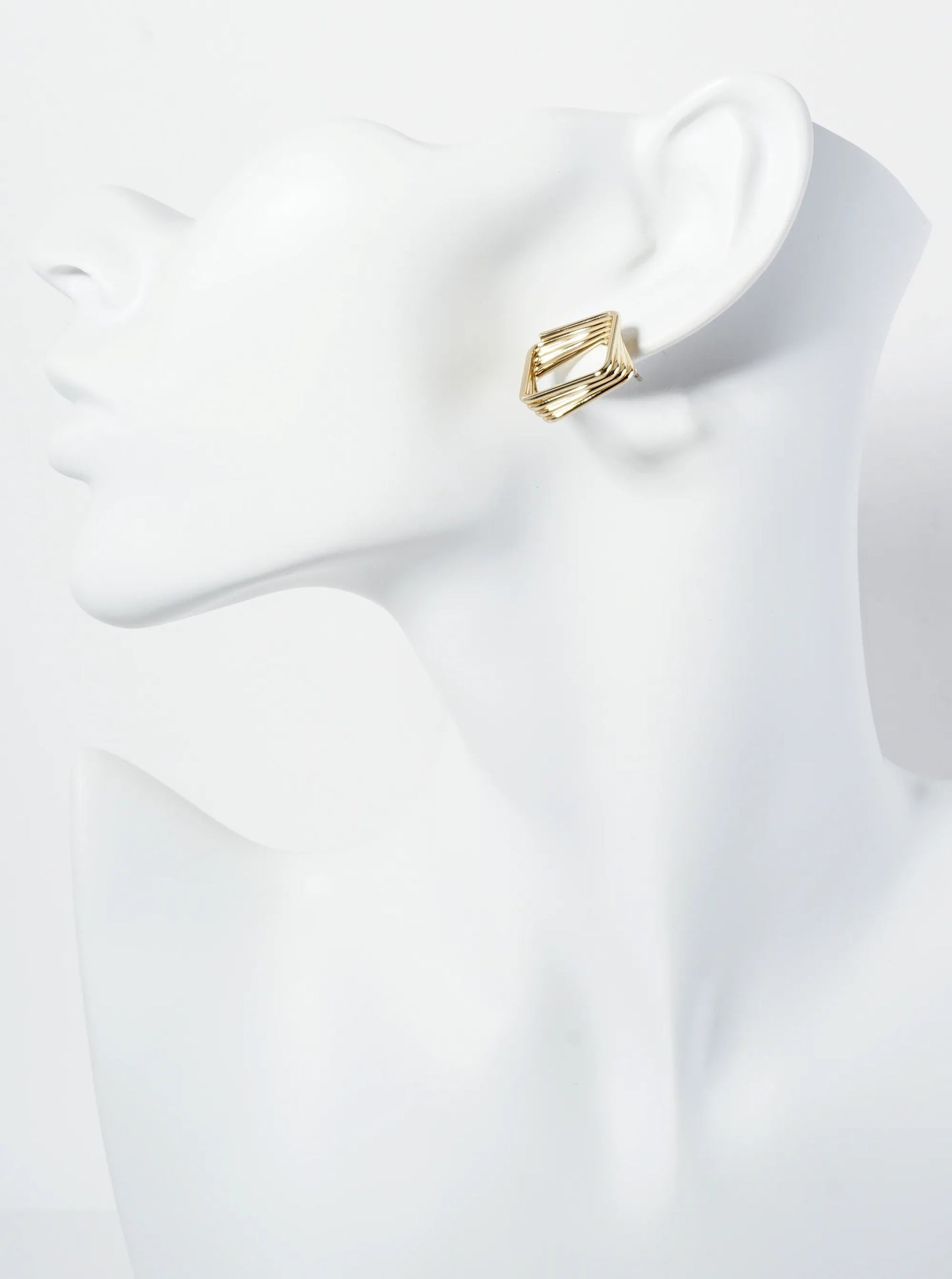 Five Overlapping 14K-Gold-Dipped Squares 3D Post Earrings