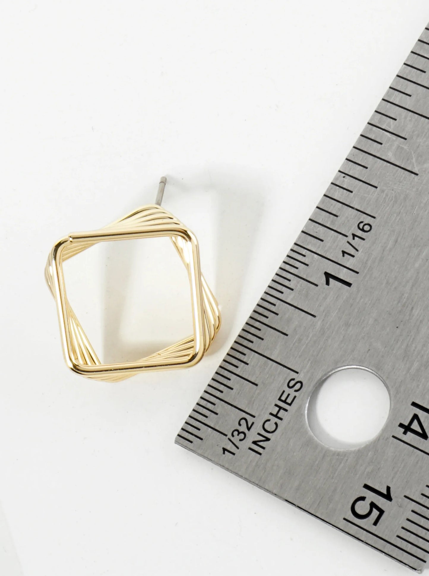 Five Overlapping 14K-Gold-Dipped Squares 3D Post Earrings