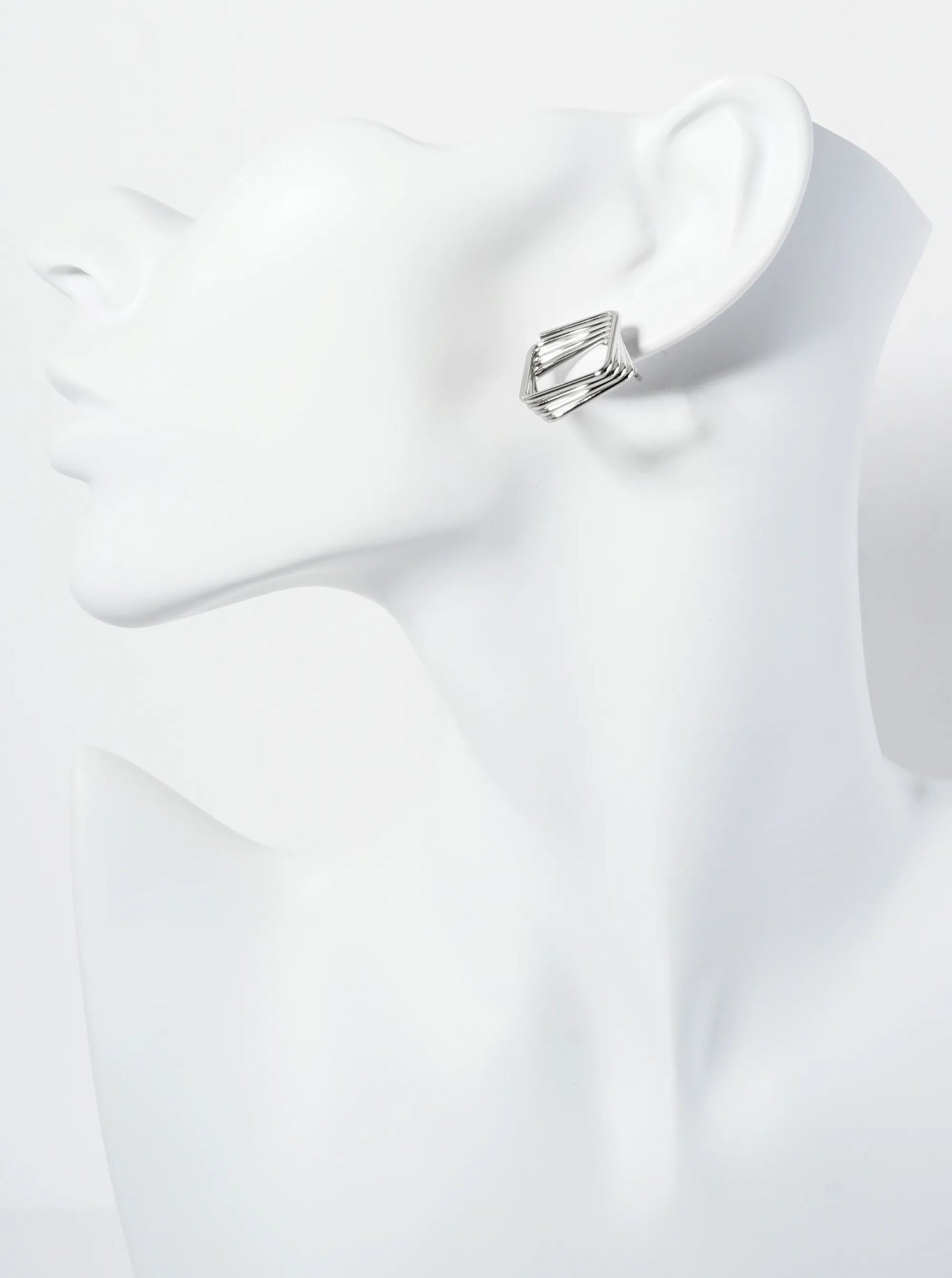 Five Overlapping 14K-Gold-Dipped Squares 3D Post Earrings