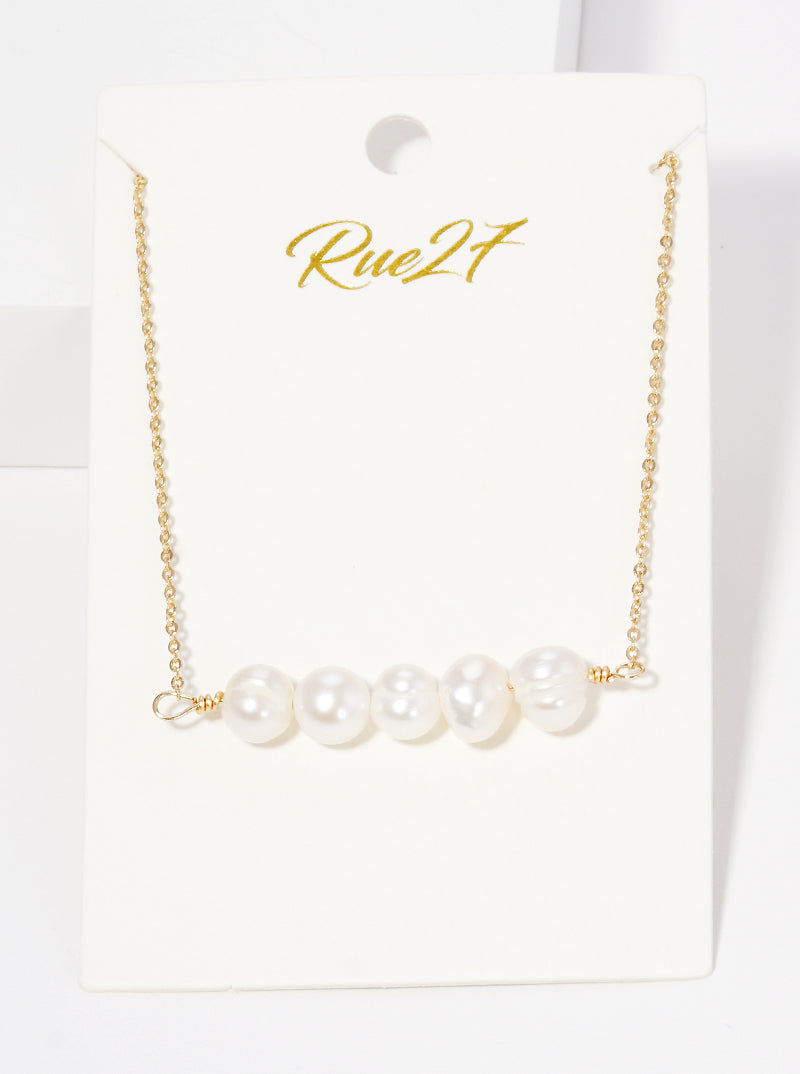 Five Freshwater Pearls Pendant Choker Necklace
