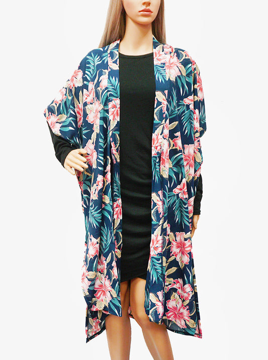 Floral Flower Pattern Polyester Kimono Robe