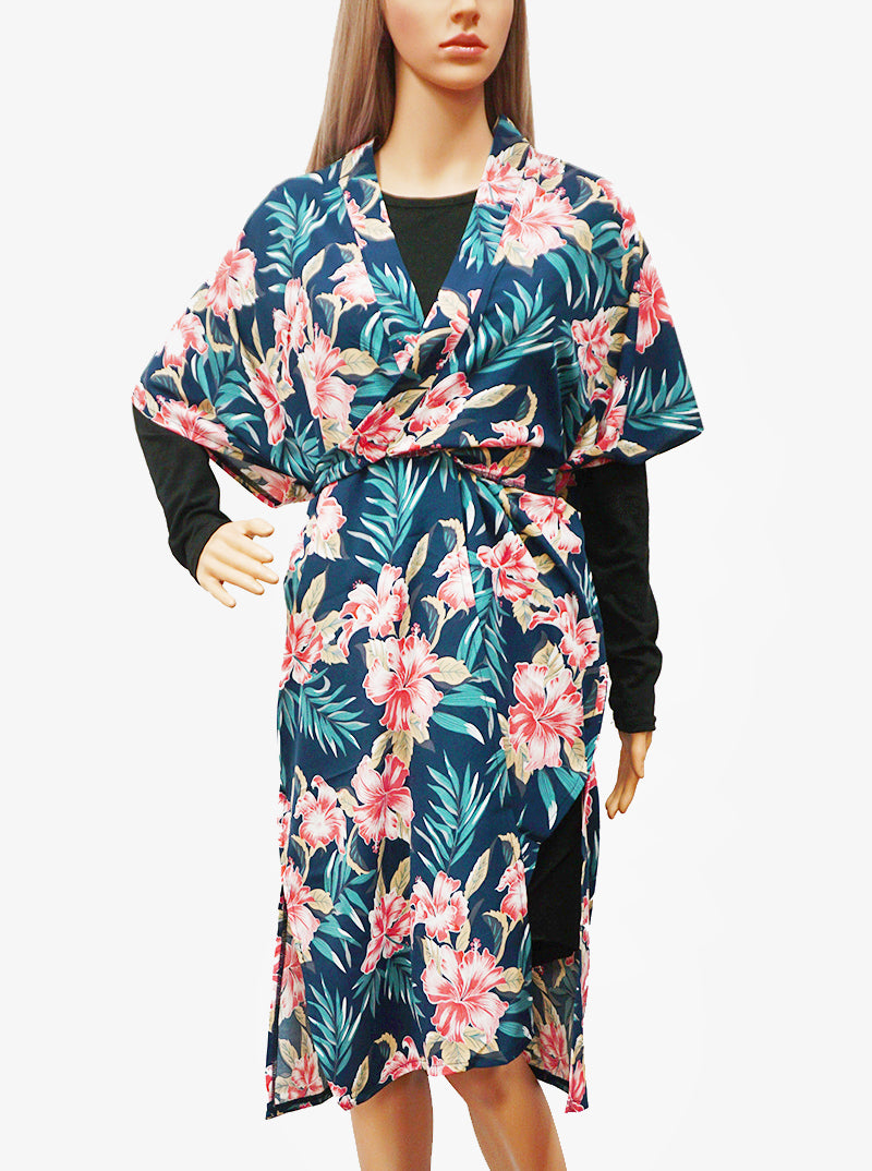 Floral Flower Pattern Polyester Kimono Robe