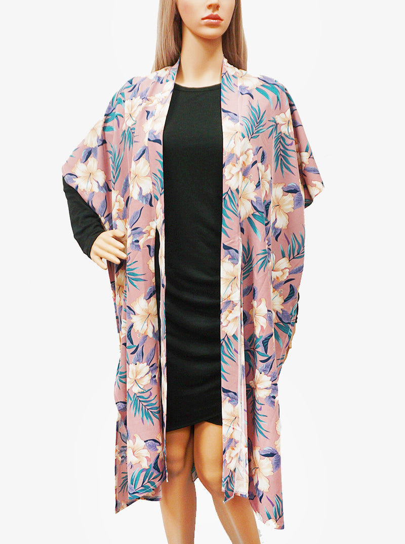 Floral Flower Pattern Polyester Kimono Robe