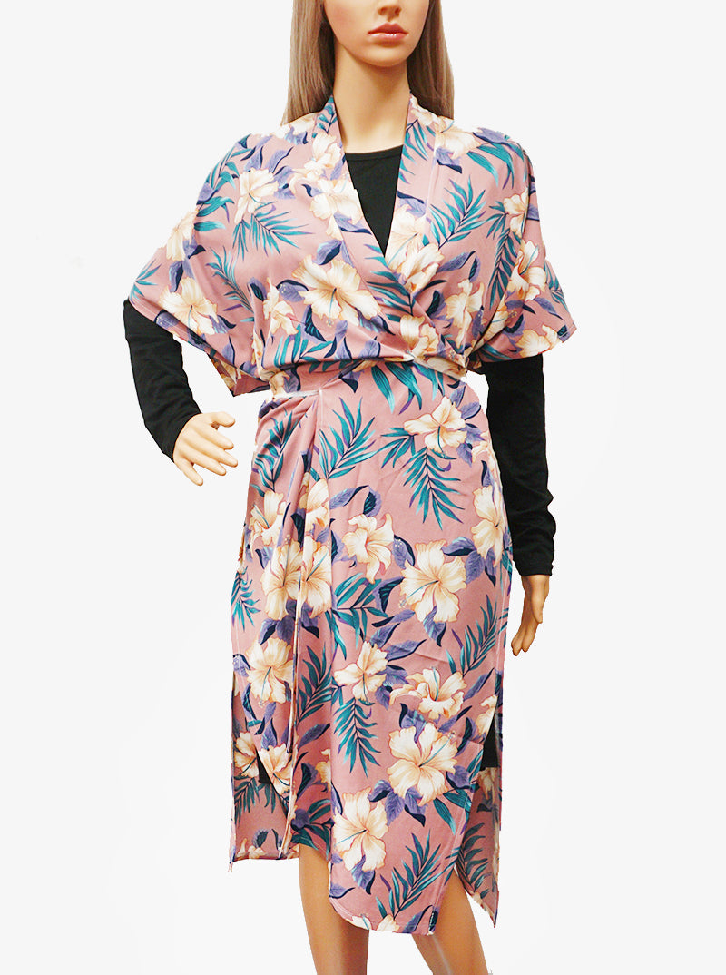 Floral Flower Pattern Polyester Kimono Robe