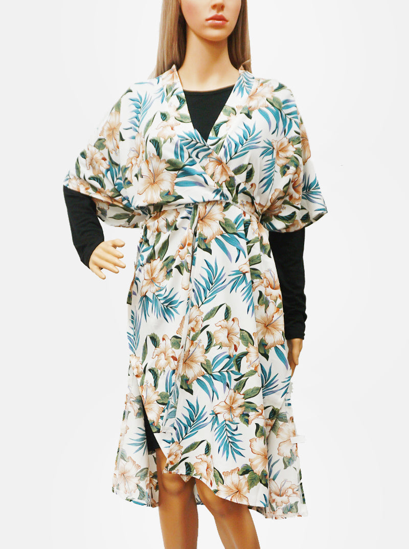 Floral Flower Pattern Tropical Viscose Kimono Robe