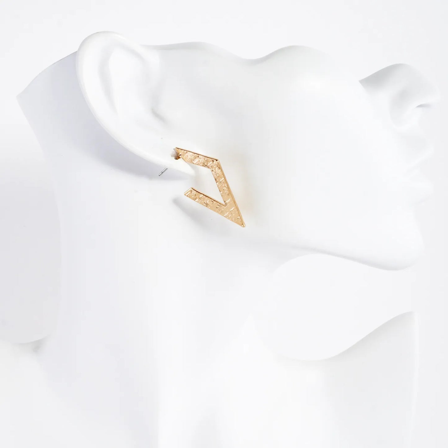 Floral-Patterned Geometric Diamond-Shaped 30mm Flat Hoop Earrings