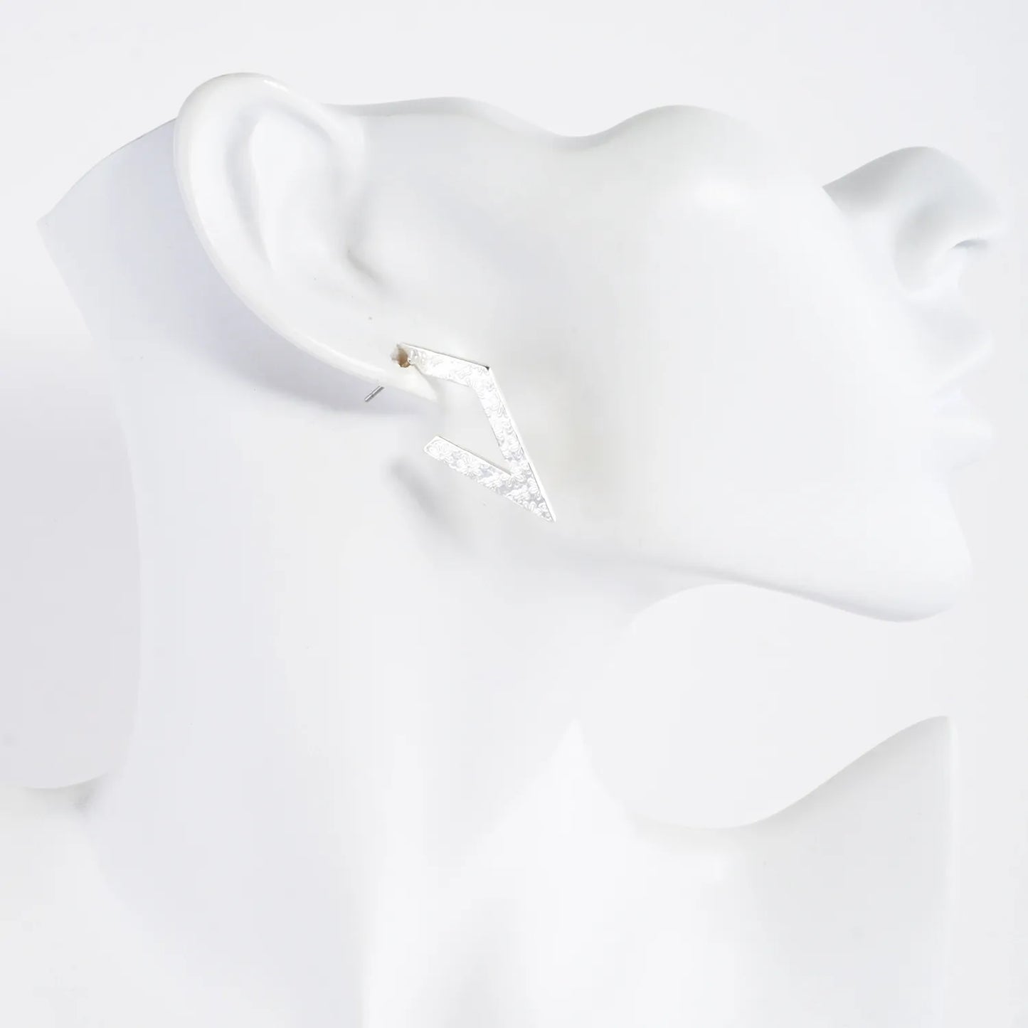 Floral-Patterned Geometric Diamond-Shaped 30mm Flat Hoop Earrings