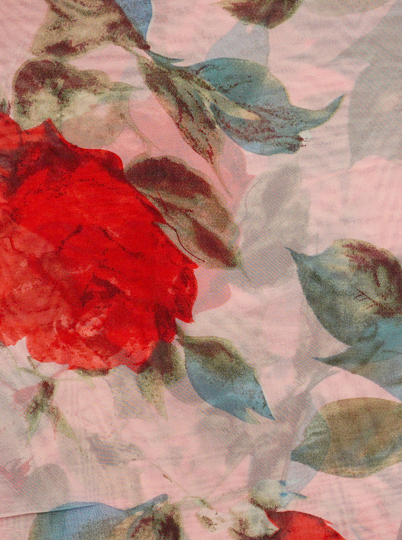 Floral Print Sleeveless Chiffon Long Vest