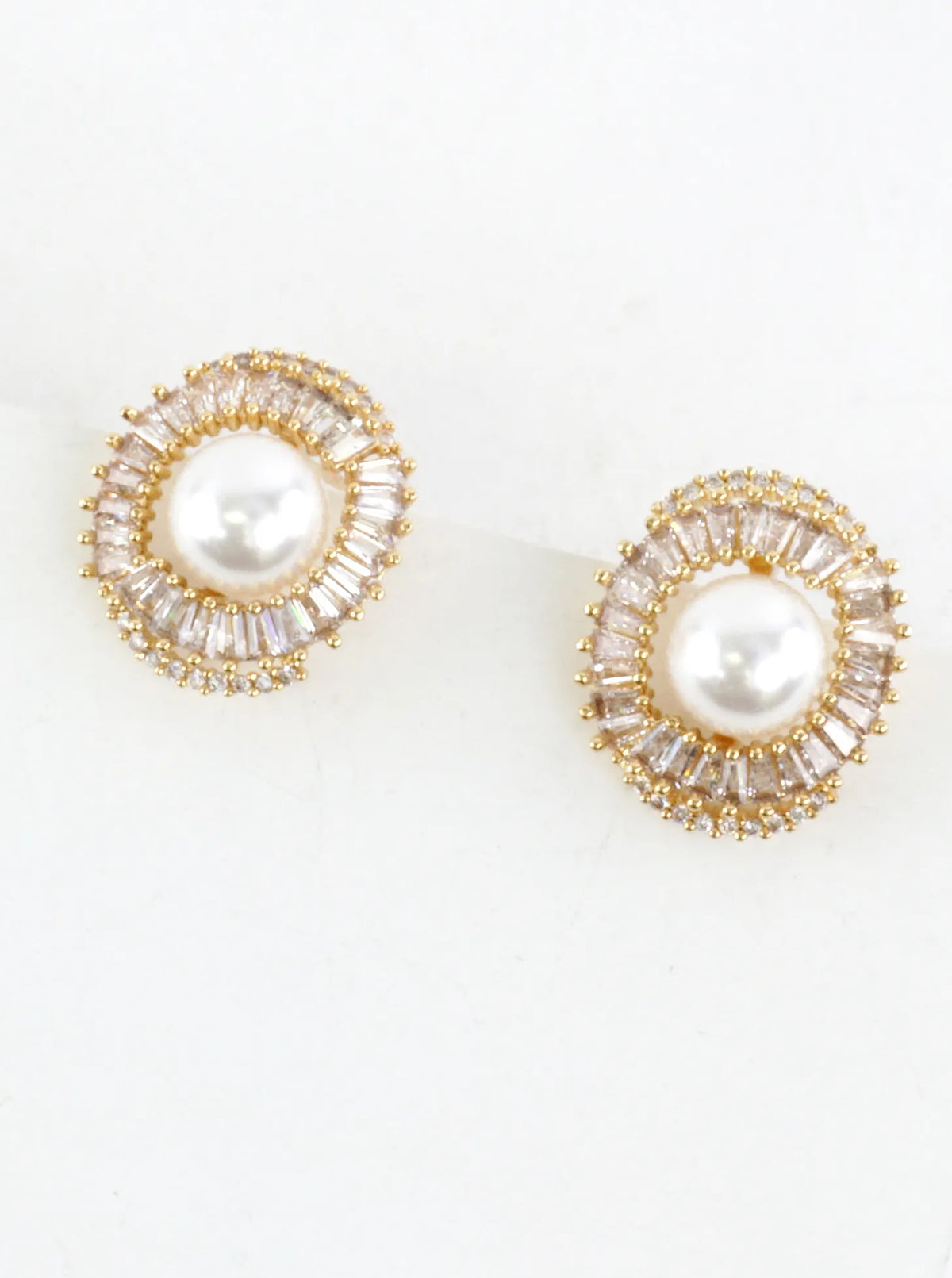Floral Sparkling Pave Stud Earrings