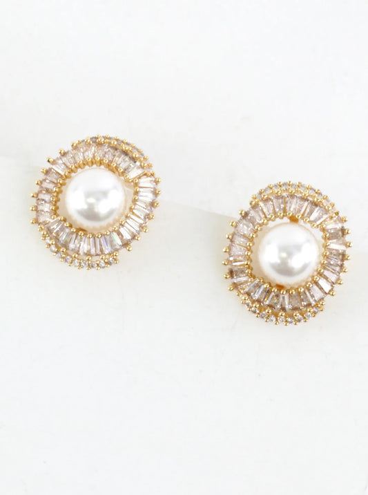 Floral Sparkling Pave Stud Earrings