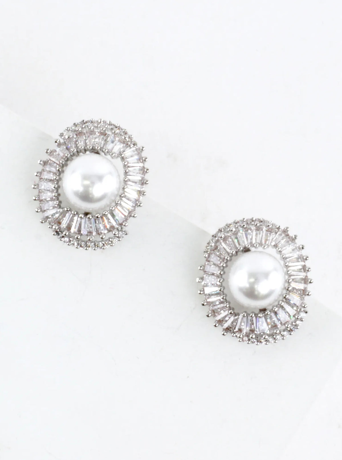 Floral Sparkling Pave Stud Earrings