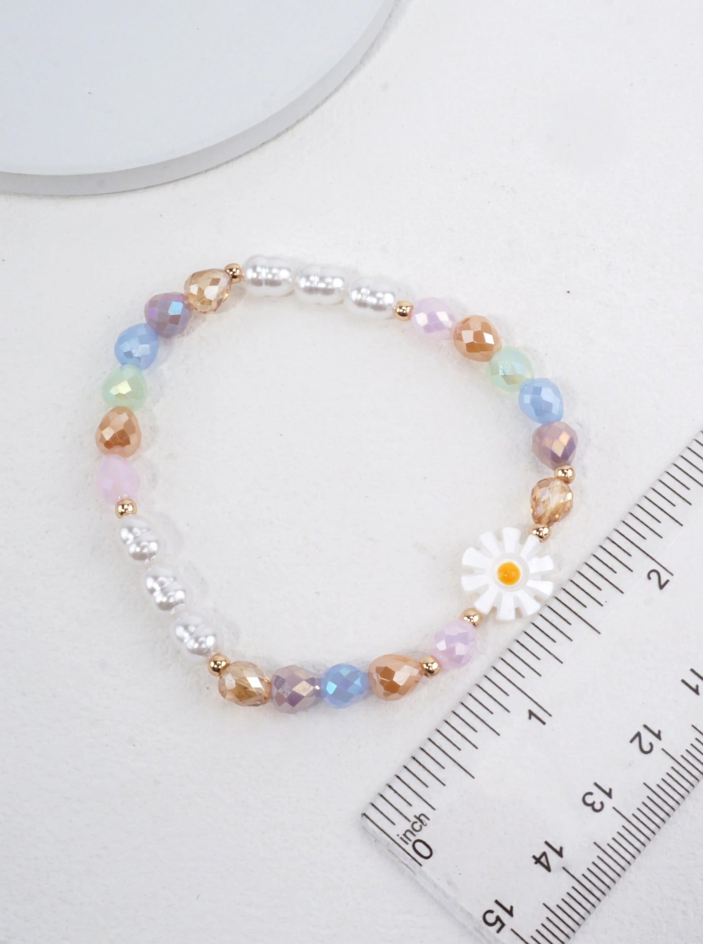 Floral Stretch Resin Pearl Beaded Bracelet