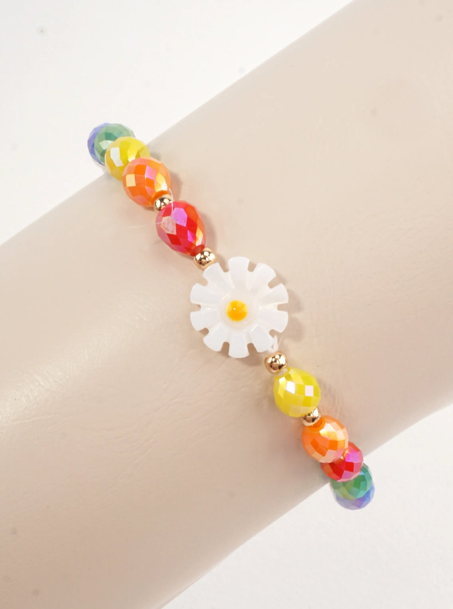 Floral Stretch Resin Pearl Beaded Bracelet