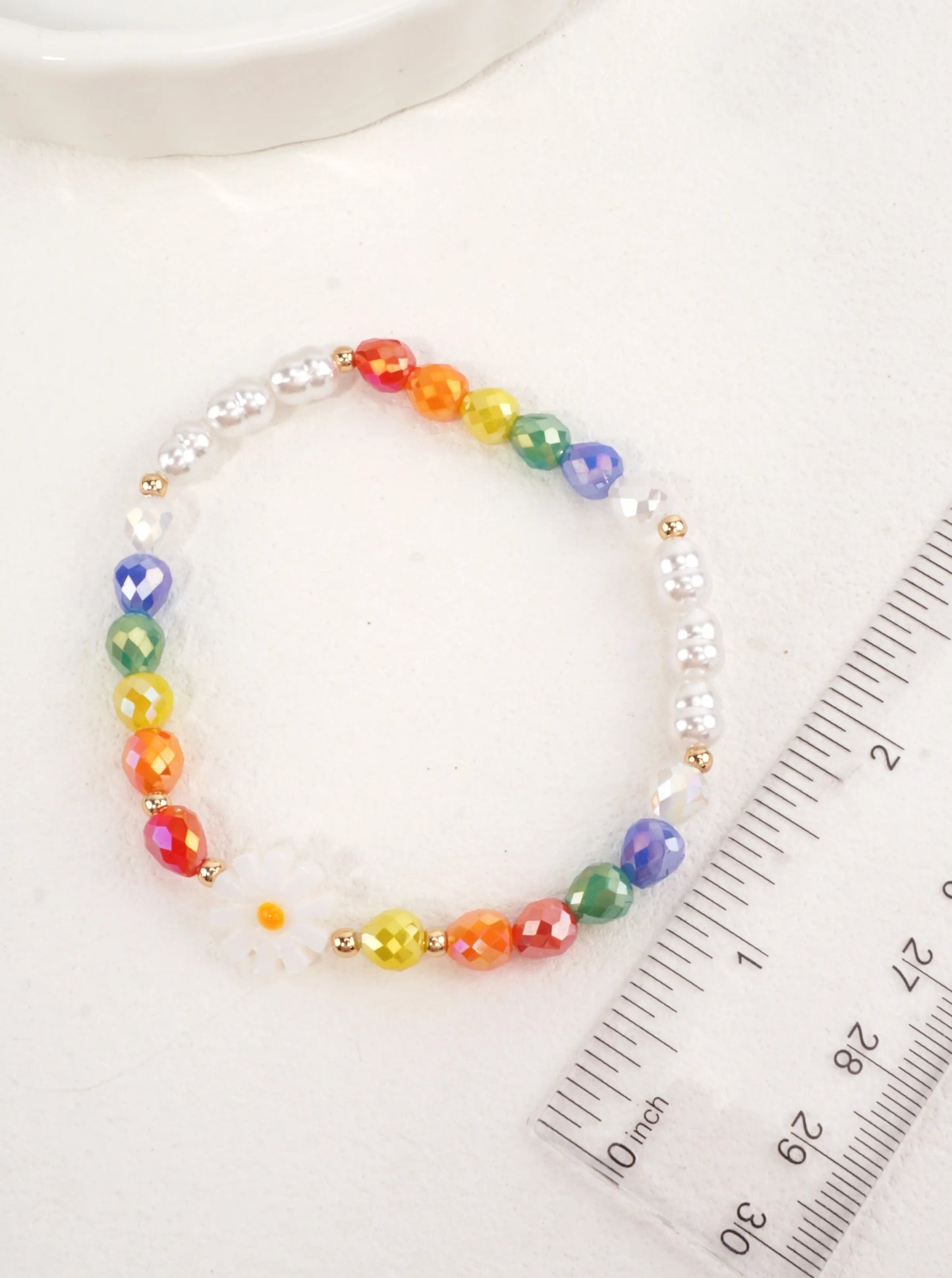 Floral Stretch Resin Pearl Beaded Bracelet
