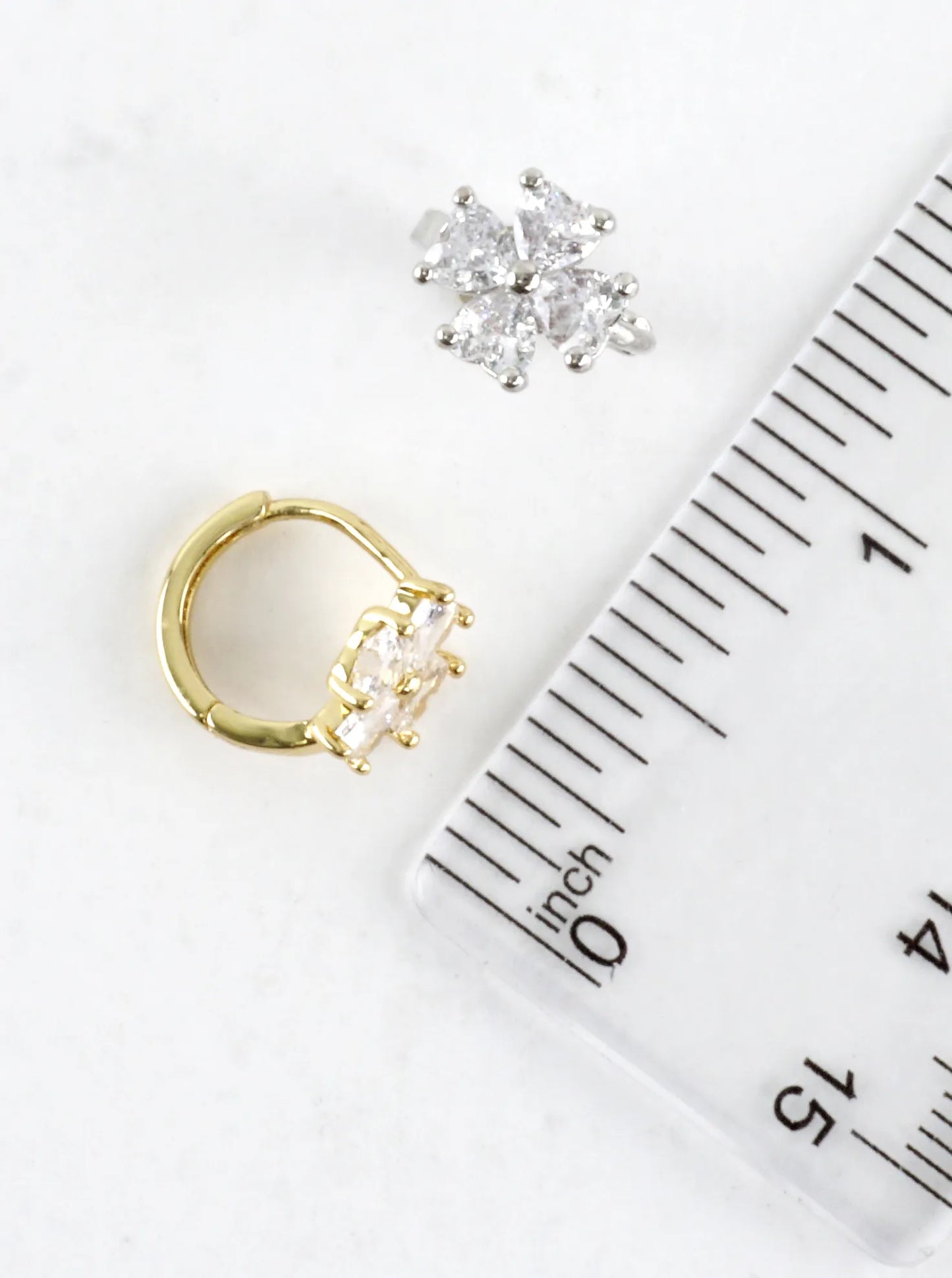 Flower CZ Cluster Huggie Hoop Earrings