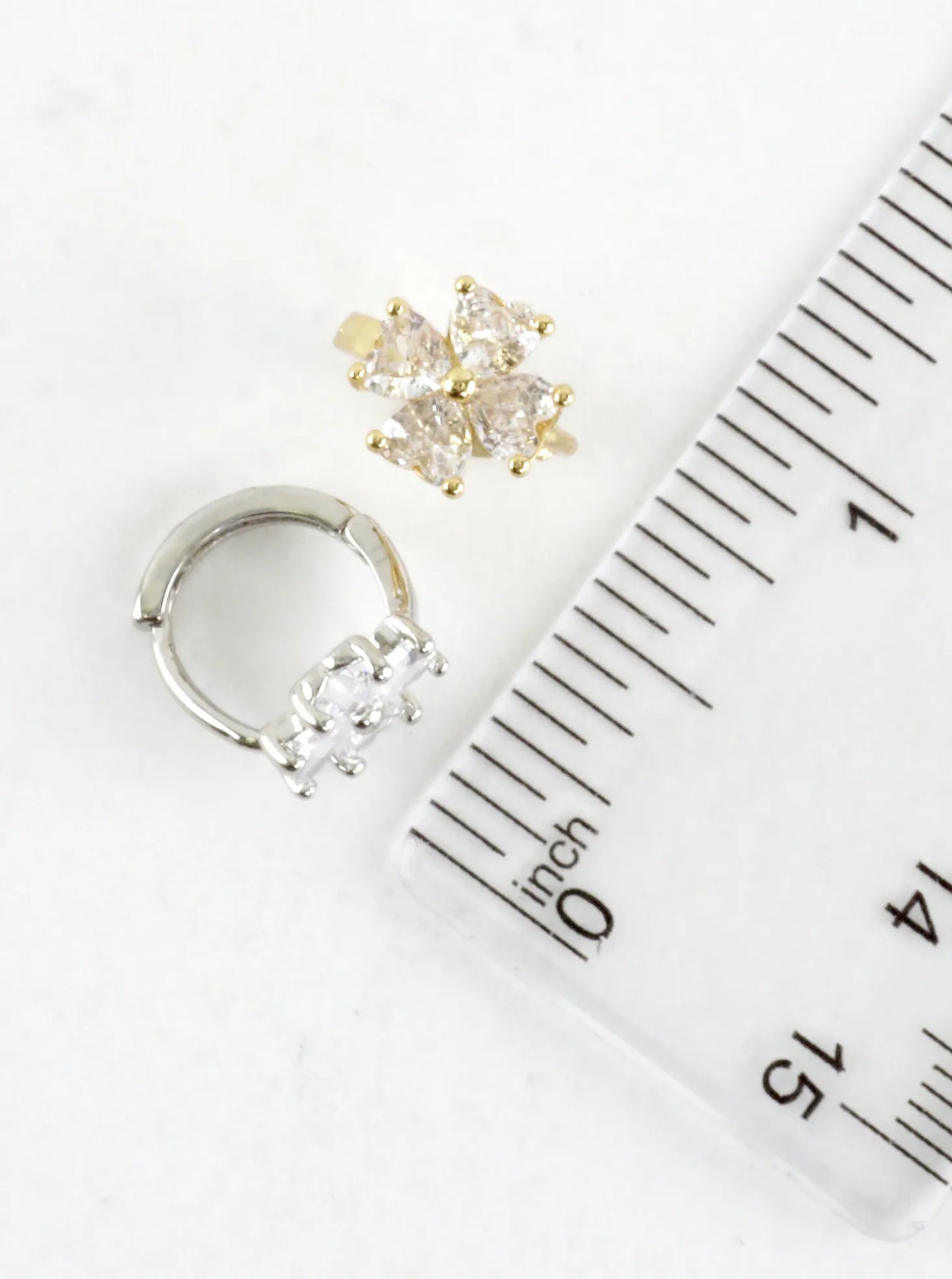 Flower CZ Cluster Huggie Hoop Earrings