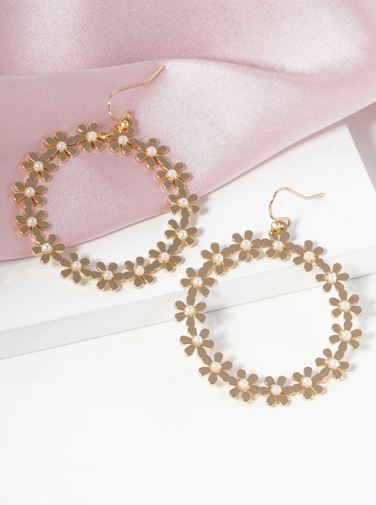 Flower Circle Drop Dangle Earrings