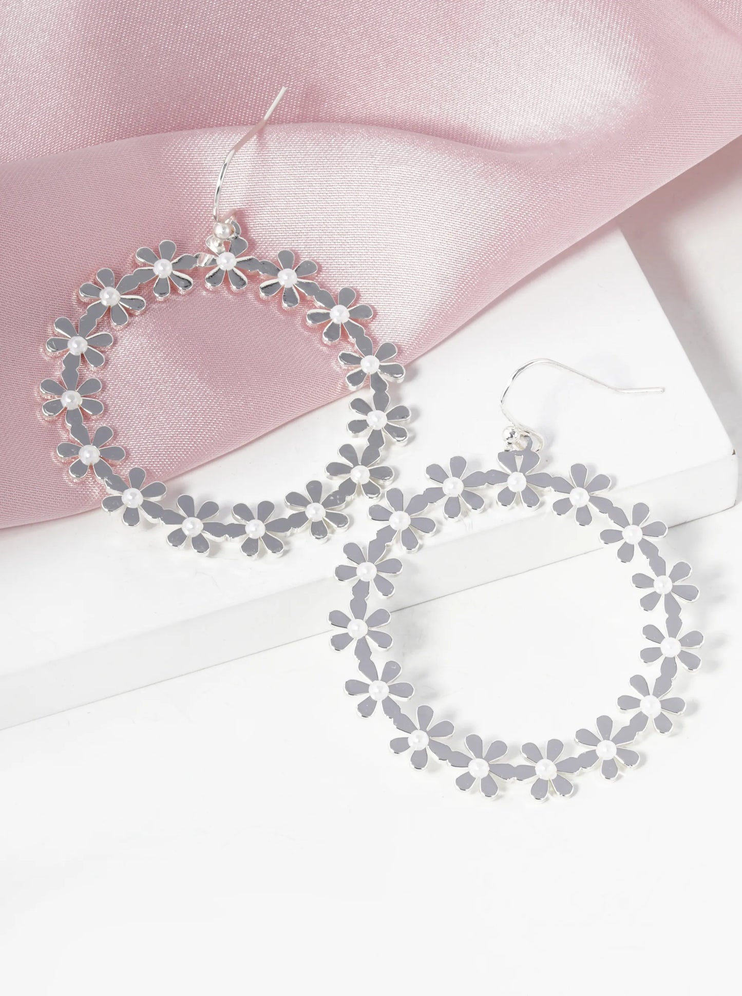 Flower Circle Drop Dangle Earrings