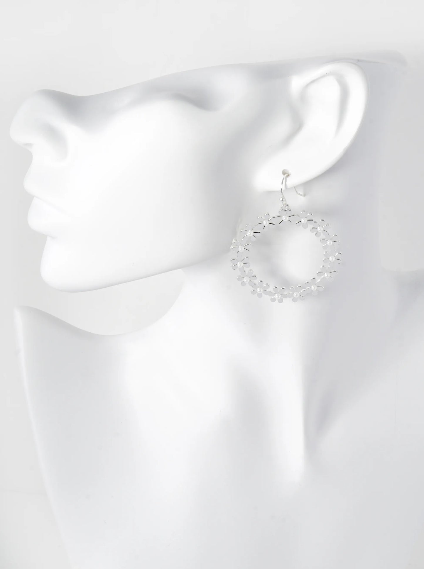 Flower Circle Drop Dangle Earrings
