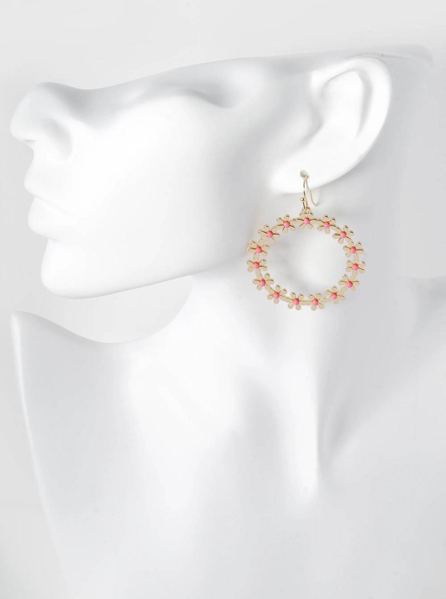 Flower Circle Drop Dangle Earrings