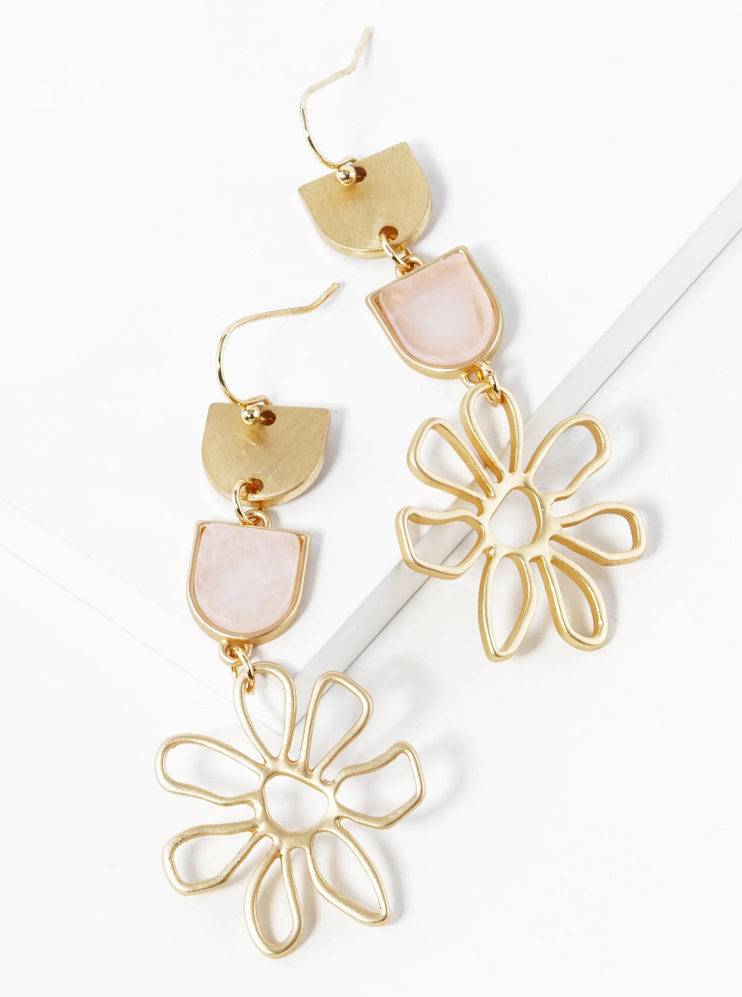 Flower Drop Semi-Precious Stone Dangle Drop Earrings