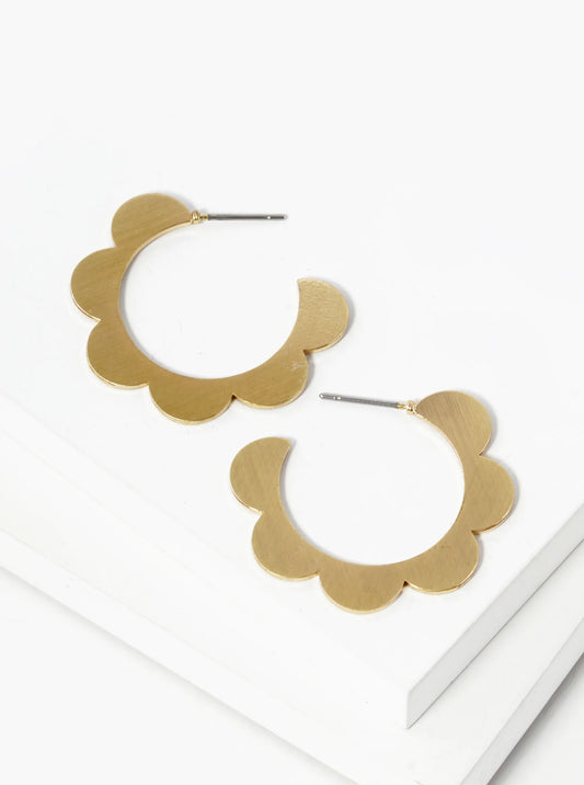 Flower Shape 30mm Brass Hoop Earrings