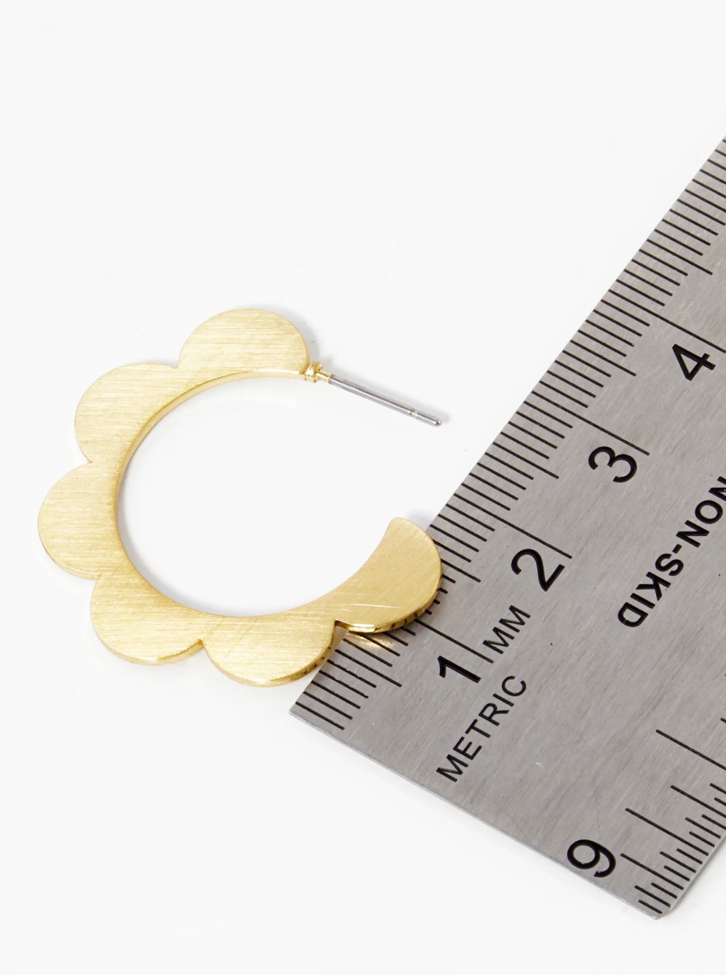 Flower Shape 30mm Brass Hoop Earrings