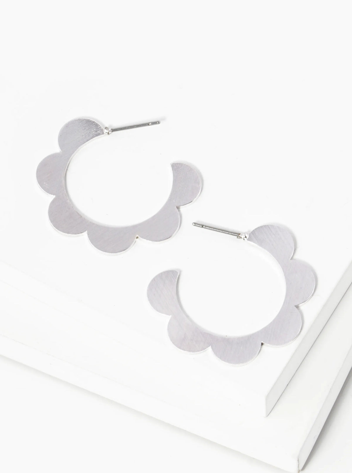 Flower Shape 30mm Brass Hoop Earrings