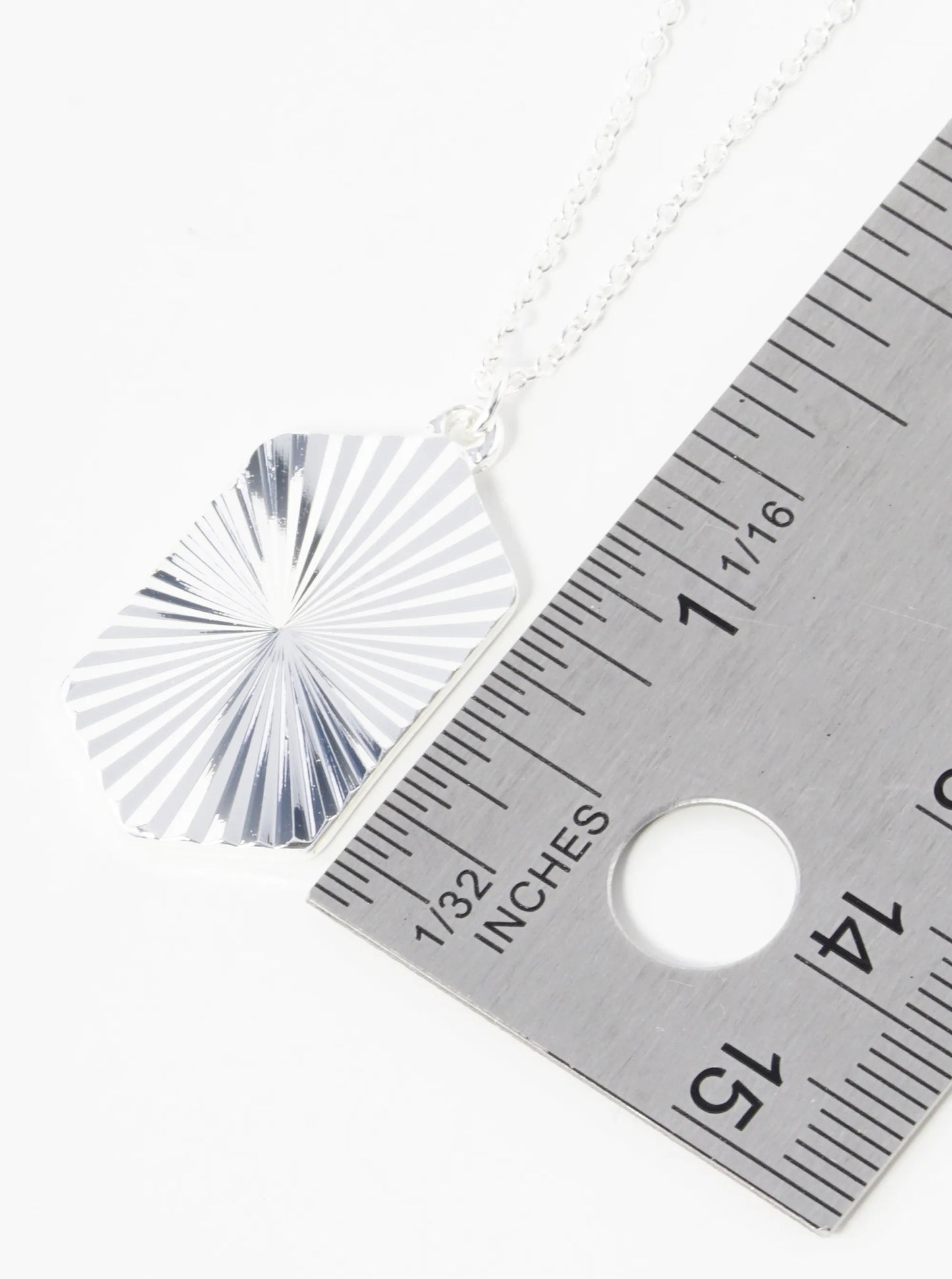 Fluted Long Hexagon Pendant Layered Necklace