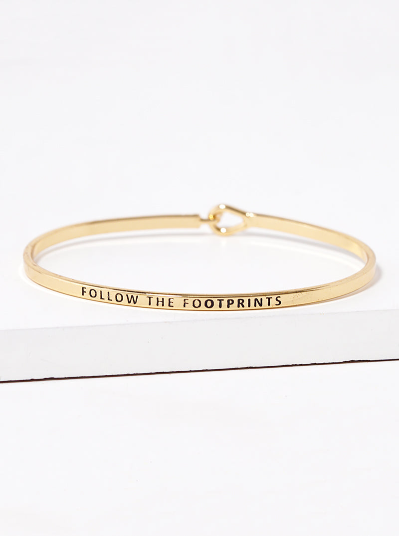 Follow The Footprints Engraved Inspirational Bangle Bracelet