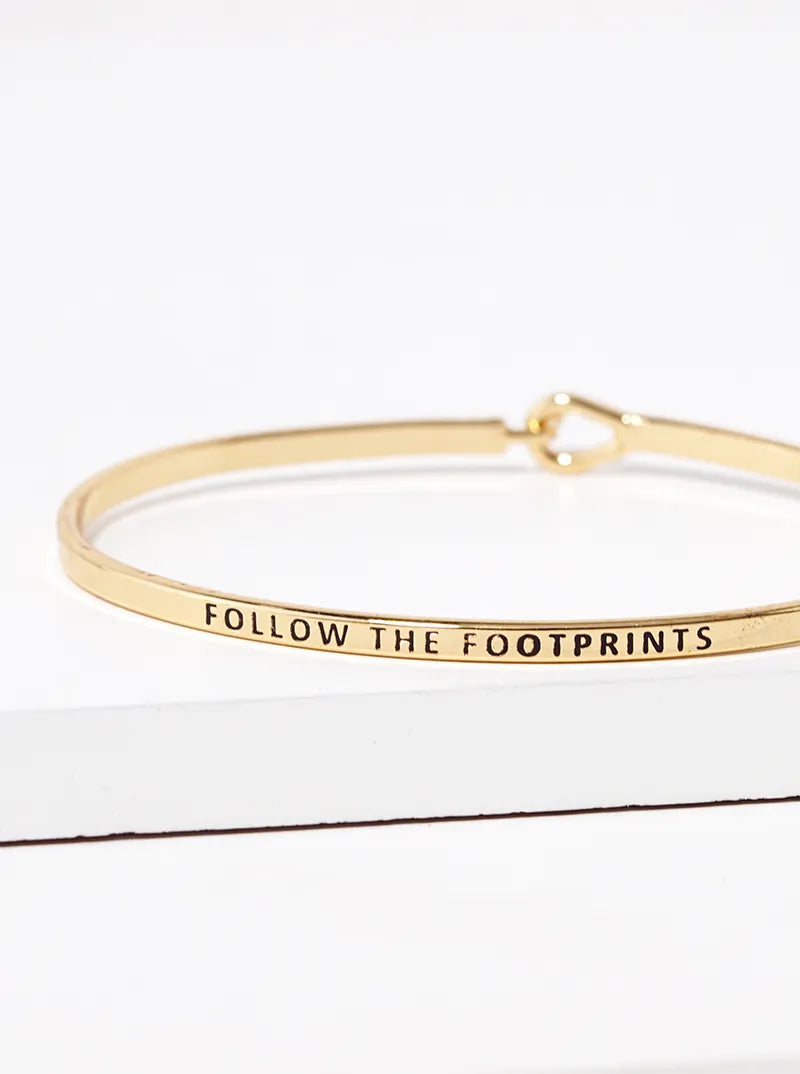 Follow The Footprints Engraved Inspirational Bangle Bracelet