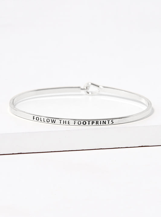 Follow The Footprints Engraved Inspirational Bangle Bracelet