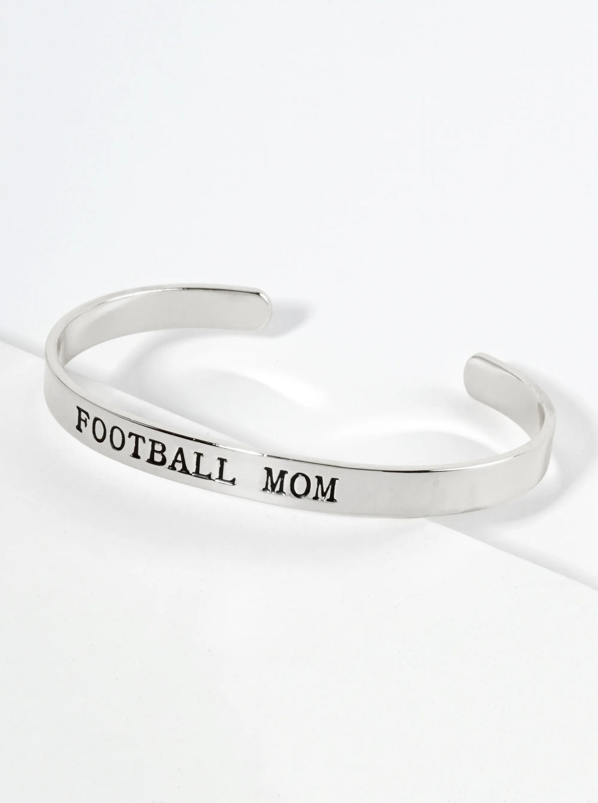 Football Mom Engraved 18K Gold Dipped Open Cuff Bangle Bracelet