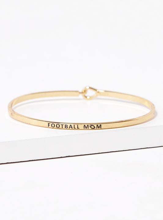 Football Mom Engraved Inspirational Bangle Bracelet