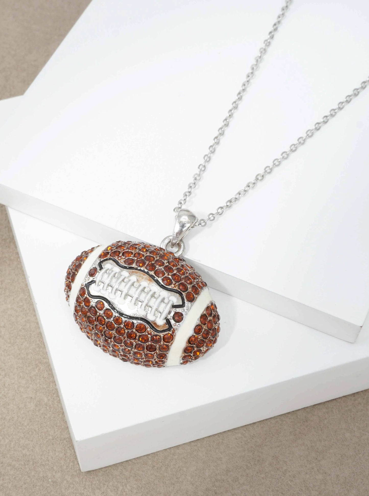 Football Rhinestone Pendant Necklace