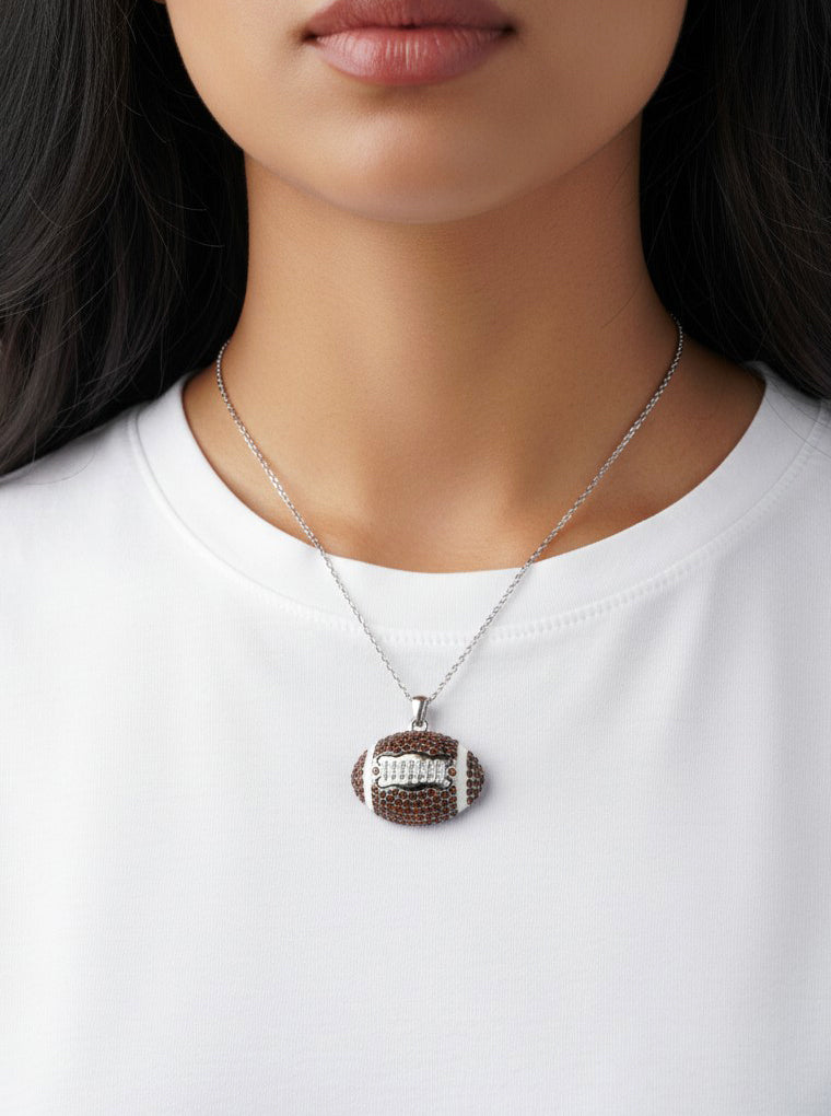 Football Rhinestone Pendant Necklace