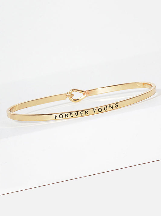 Forever Young Engraved Inspirational Bangle Bracelet