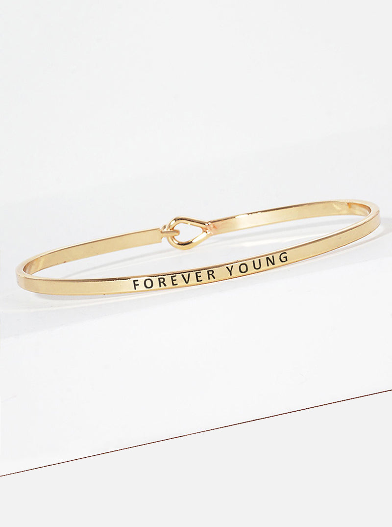 Forever Young Engraved Inspirational Bangle Bracelet