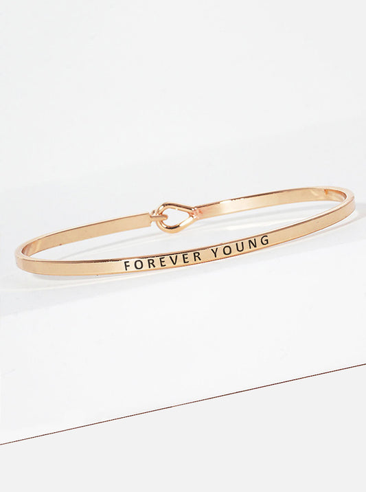 Forever Young Engraved Inspirational Bangle Bracelet