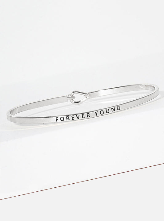 Forever Young Engraved Inspirational Bangle Bracelet