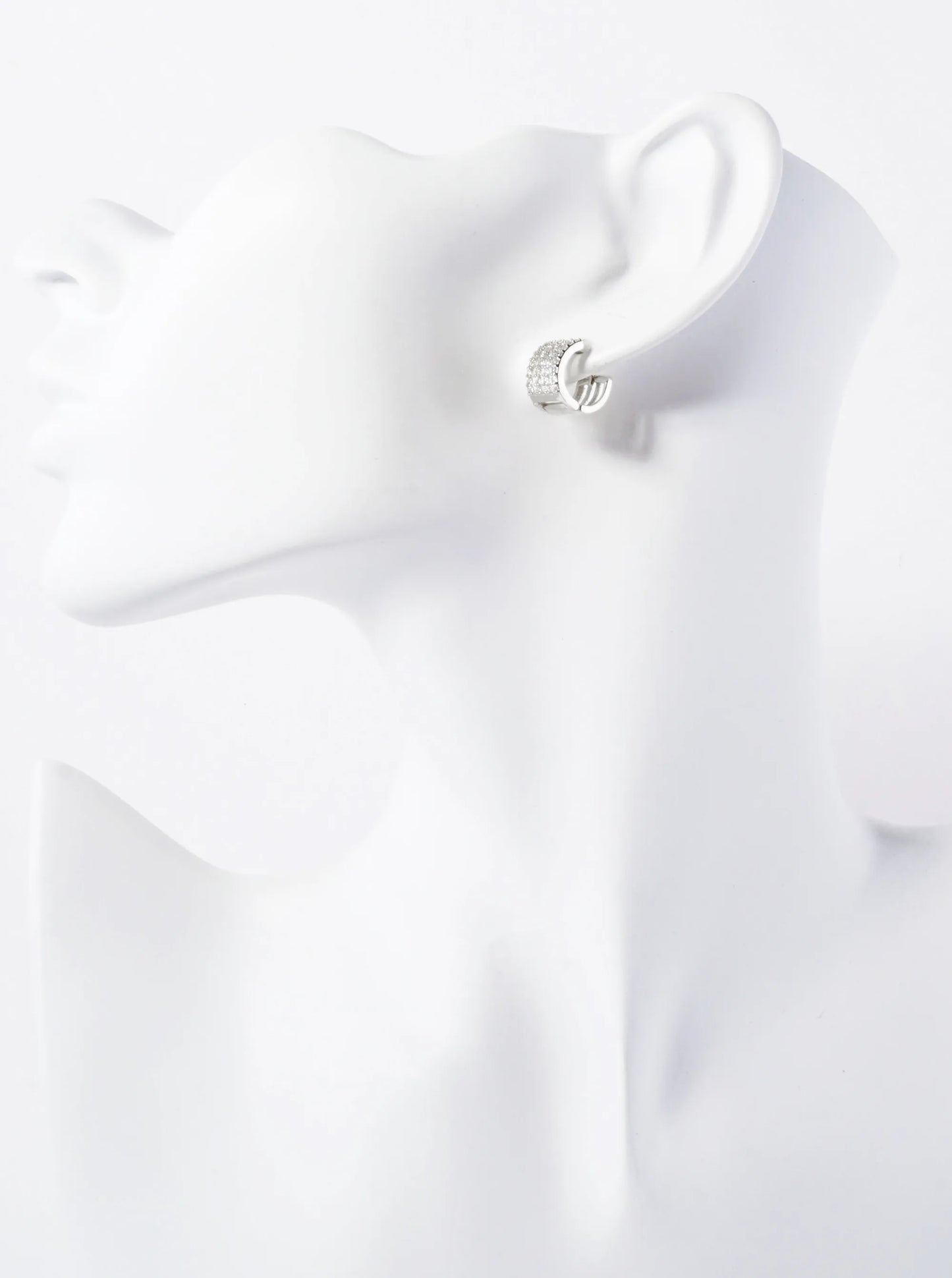 Four Cubic-Zirconia Strands 18K-Gold-Dipped 10mm Huggie Hoop Earrings