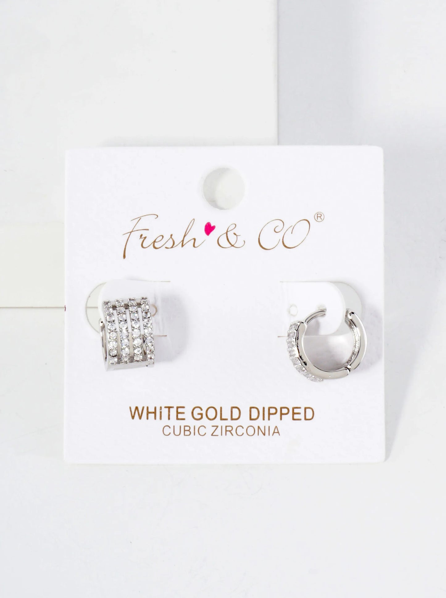 Four Cubic-Zirconia Strands 18K-Gold-Dipped 10mm Huggie Hoop Earrings