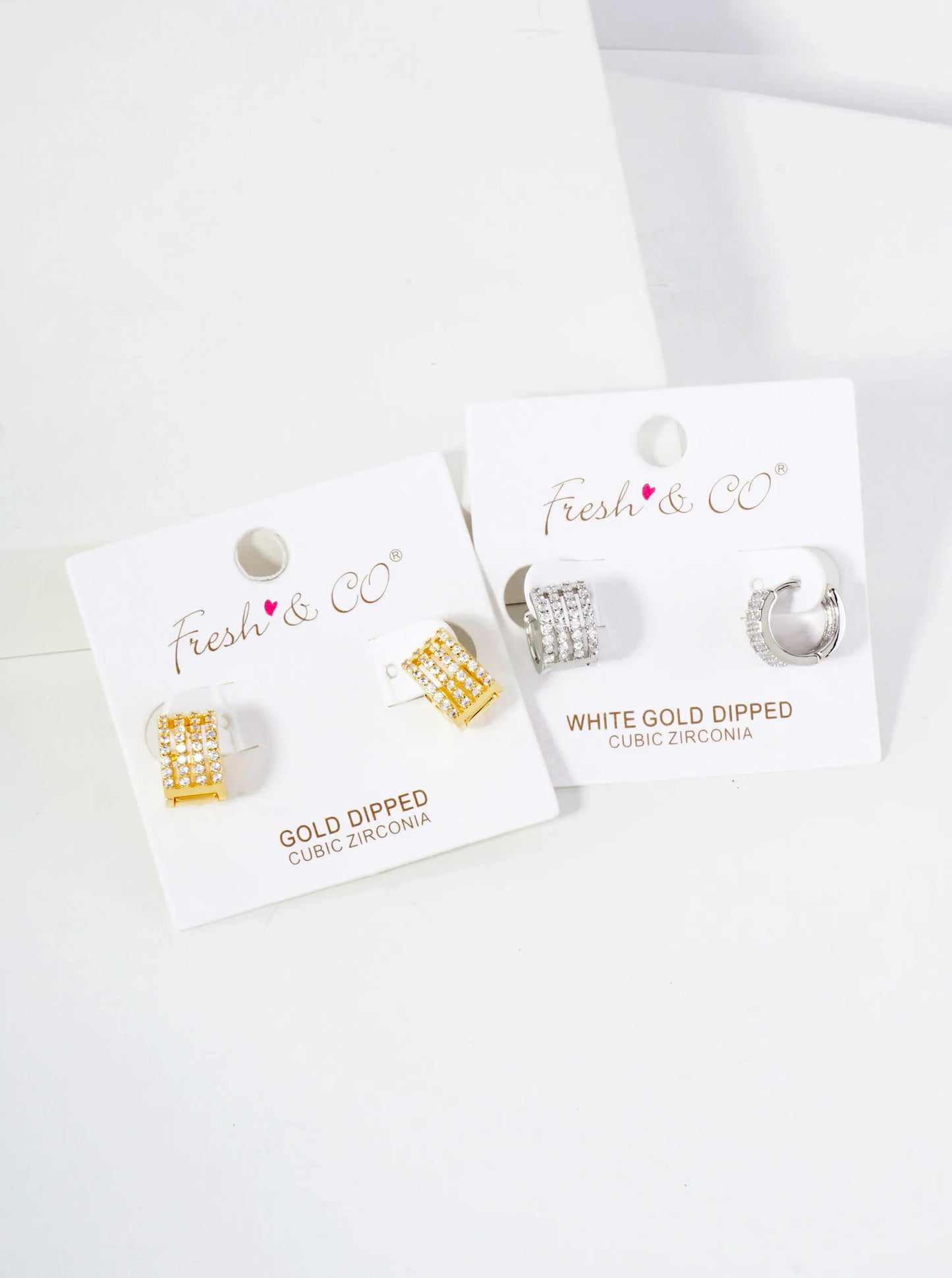 Four Cubic-Zirconia Strands 18K-Gold-Dipped 10mm Huggie Hoop Earrings