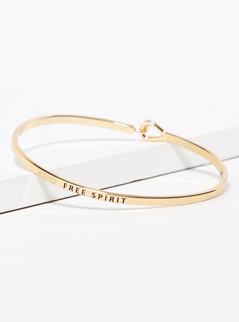 Free Spirit Engraved Inspirational Bangle Bracelet