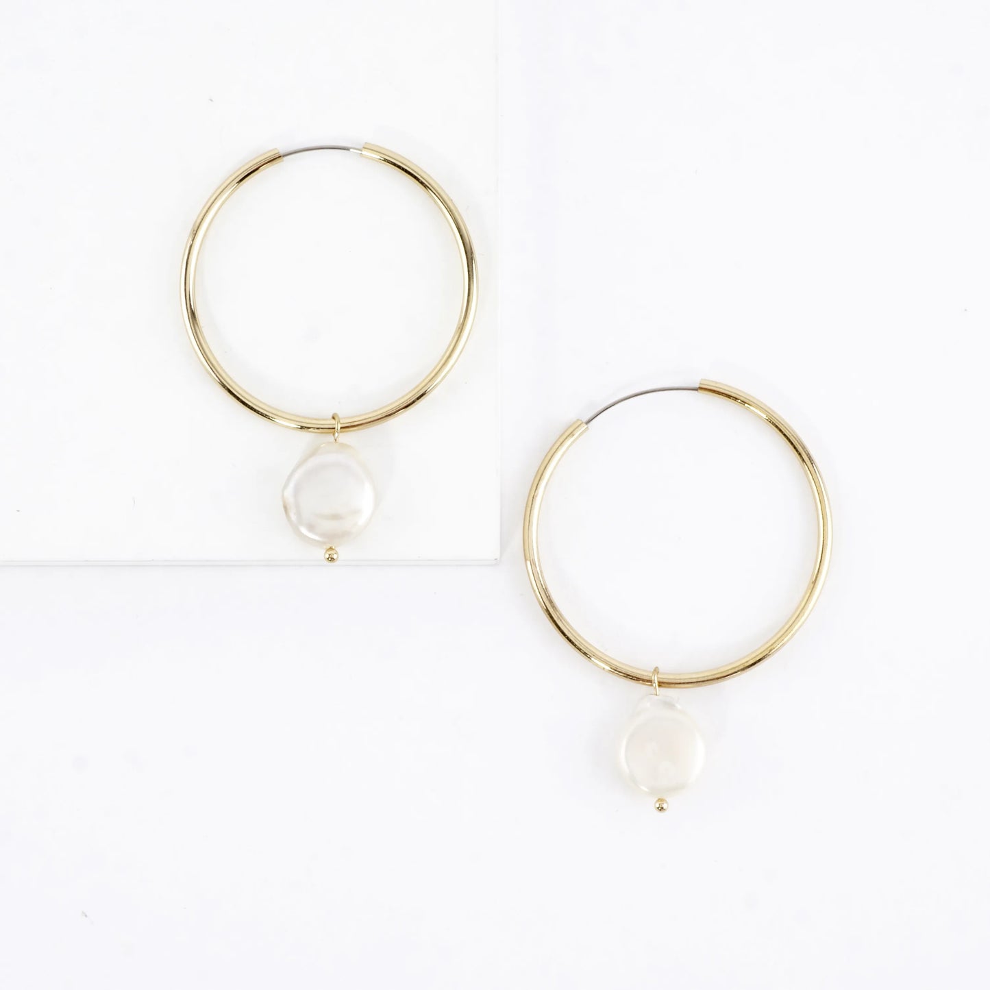 Freshwater Pearl Drop Endless Hoop Earrings